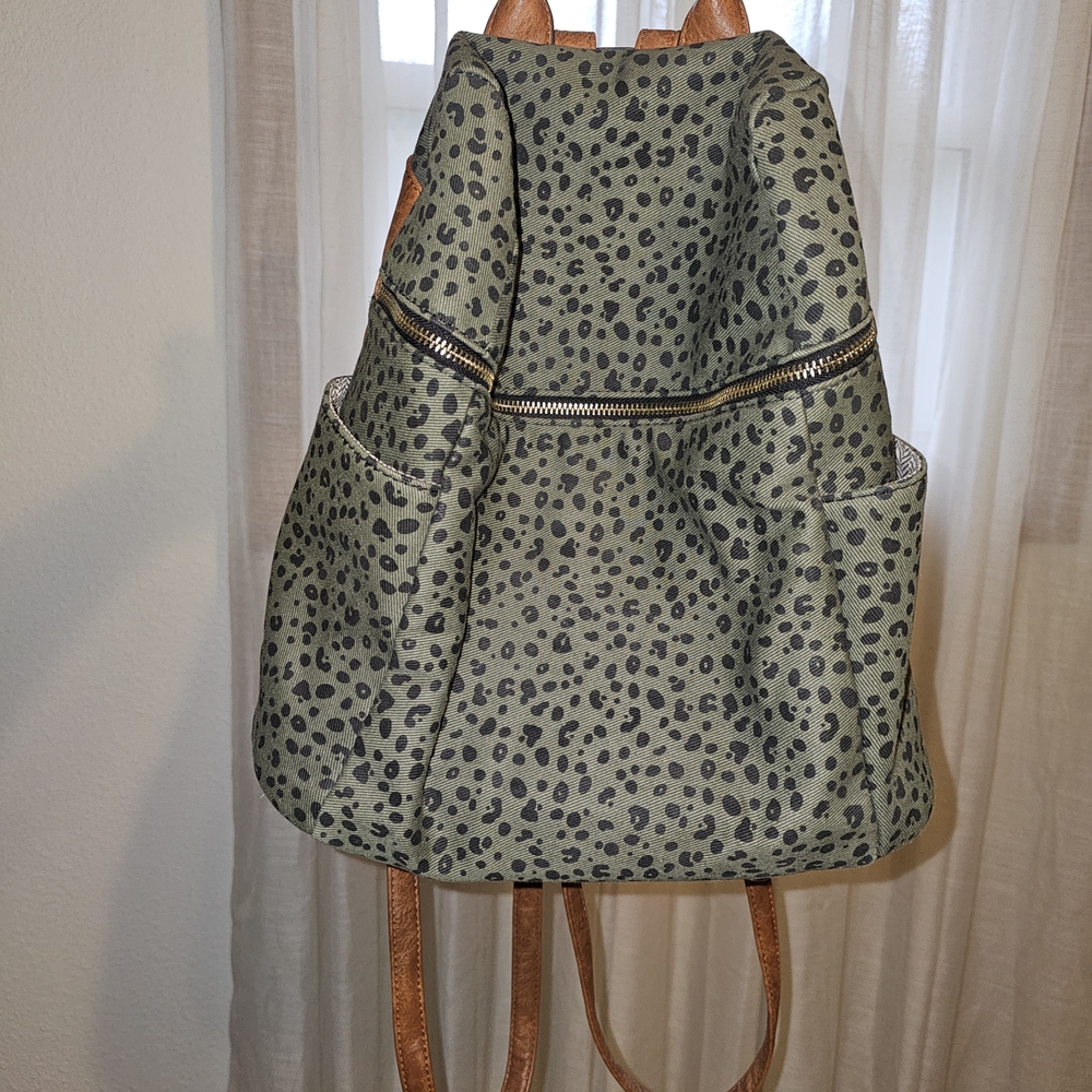 Jenn & Co. Green Leopard Print Backpack